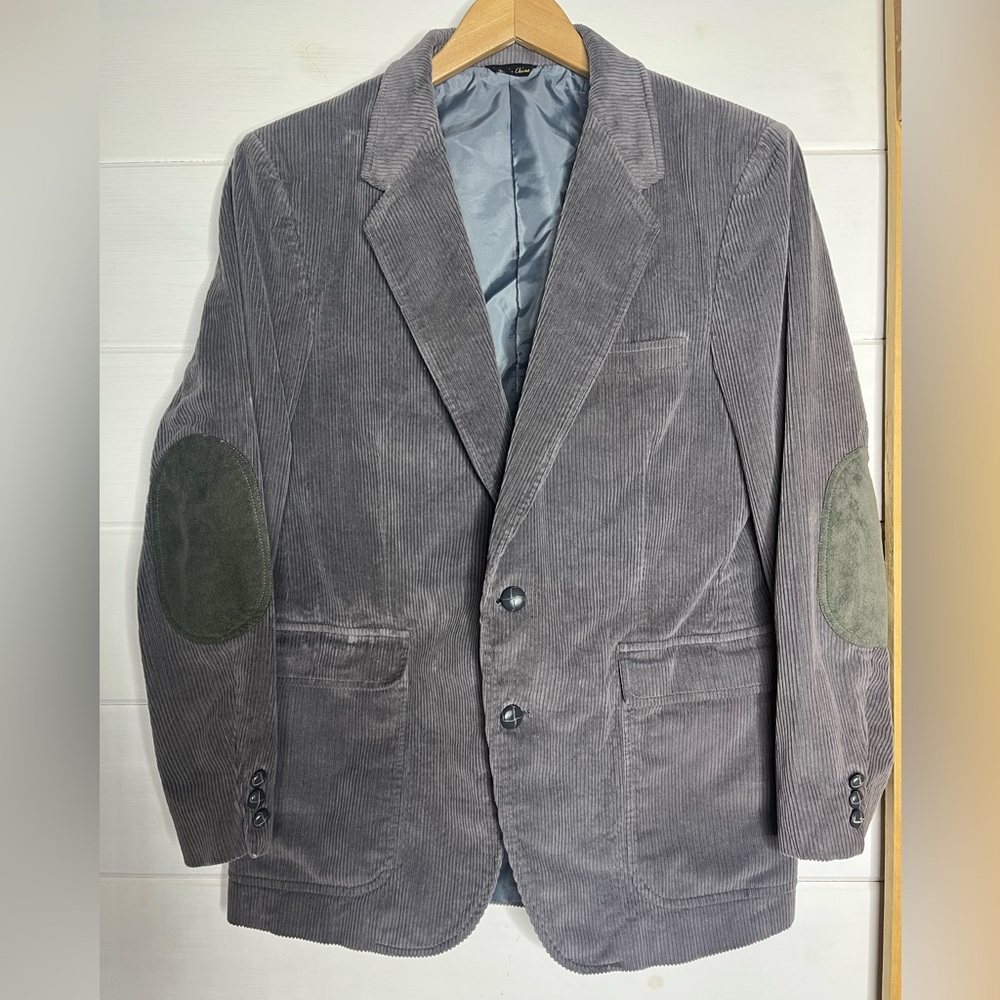 Woodmere Gray Corduroy Blazer with Elbow Patches Mens Small